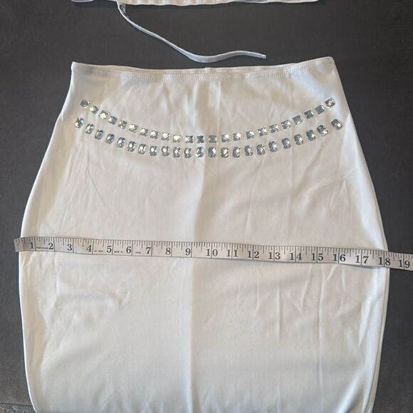 Women’s White Sparkly BodyCon 2 Piece Party Club Outfit Size M NEW *READ - Picture 9 of 10